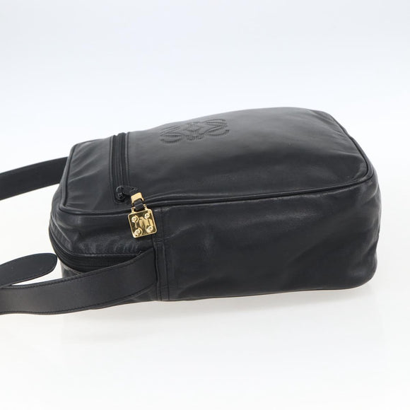 LOEWE Anagram Umhängetasche Leder Schwarz Gold Auth ka2028