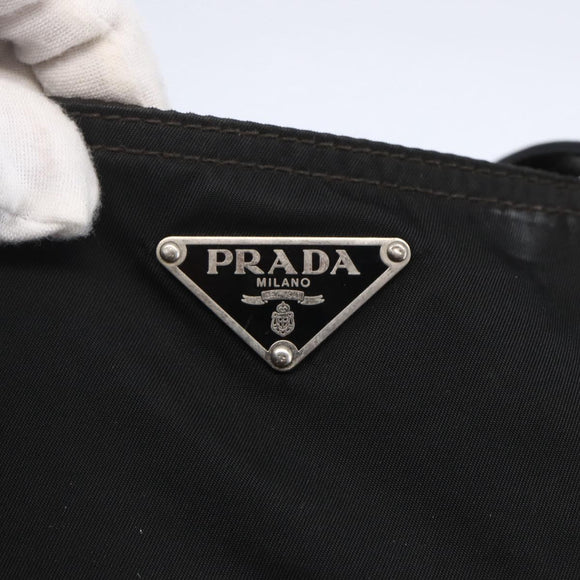 PRADA Shoulder Bag Nylon Black Silver Auth ka203