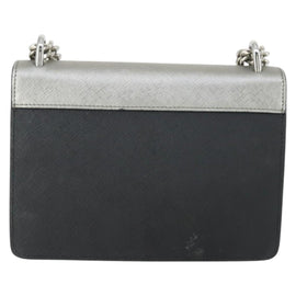 PRADA Shoulder Bag Safiano leather Silver Auth ka2032V - 0