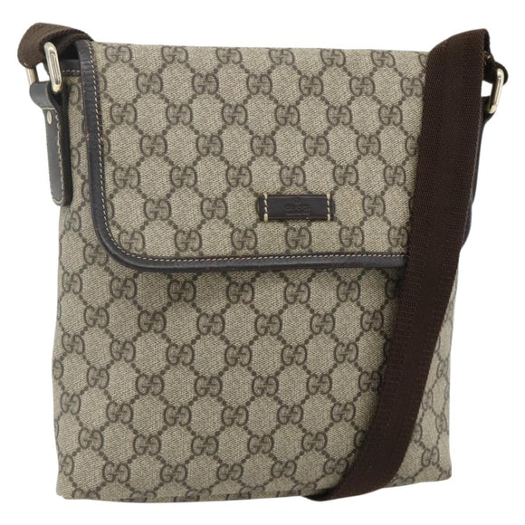 GUCCI GG Supreme Shoulder Bag PVC Beige Gold 223666 Auth ka2033