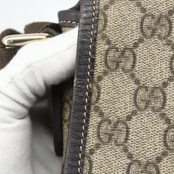 GUCCI GG Supreme Shoulder Bag PVC Beige Gold 223666 Auth ka2033