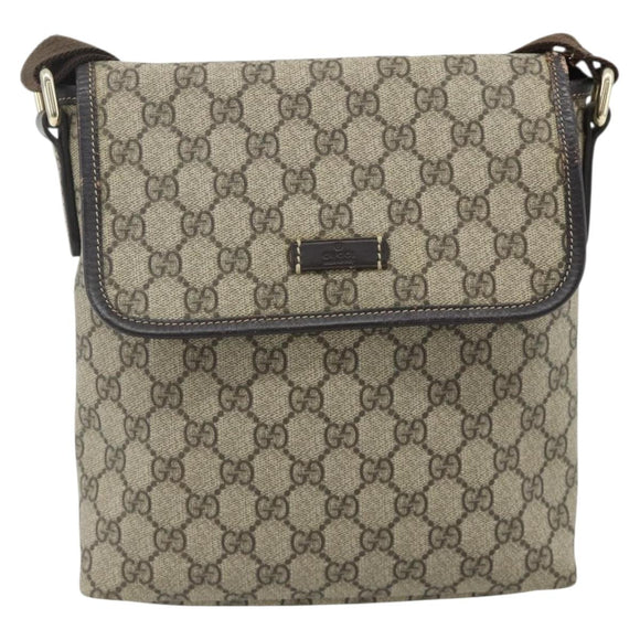 GUCCI GG Supreme Shoulder Bag PVC Beige Gold 223666 Auth ka2033