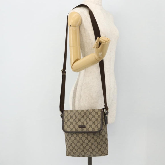 GUCCI GG Supreme Shoulder Bag PVC Beige Gold 223666 Auth ka2033