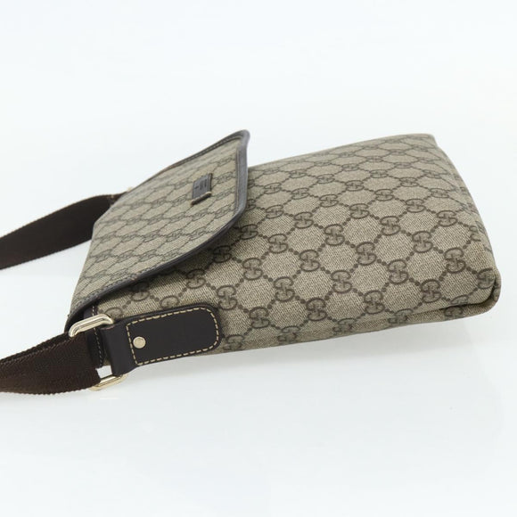GUCCI GG Supreme Shoulder Bag PVC Beige Gold 223666 Auth ka2033