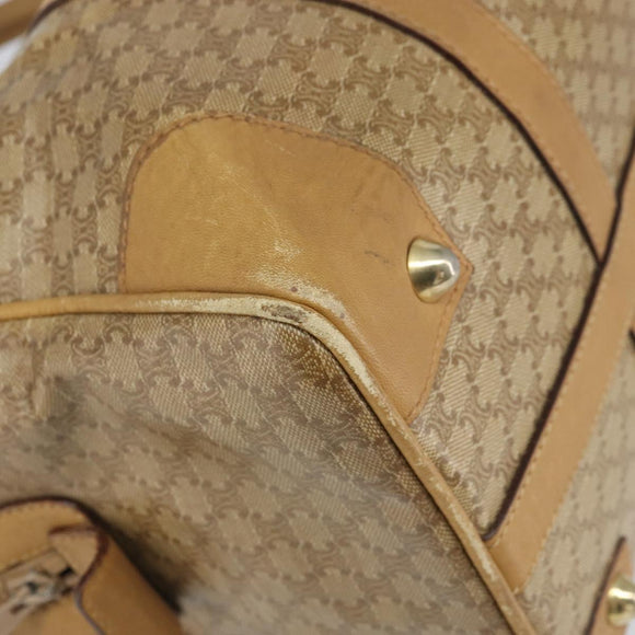 CELINE Macadam Canvas Hand Bag PVC Beige Silver Auth ka2034