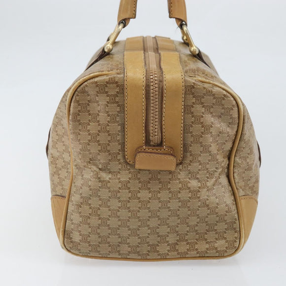 CELINE Macadam Canvas Hand Bag PVC Beige Silver Auth ka2034