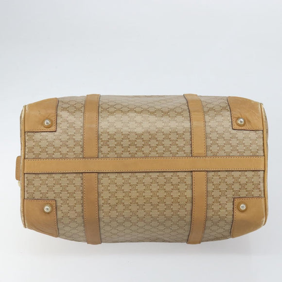 CELINE Macadam Canvas Hand Bag PVC Beige Silver Auth ka2034