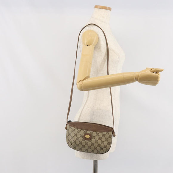 GUCCI GG Plus Supreme Shoulder Bag PVC Beige Gold 904 02 020 Auth ka2038