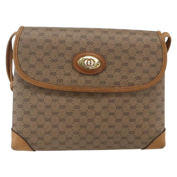 GUCCI Micro GG Supreme Shoulder Bag PVC Beige Gold 14 007 5548 Auth ka2039