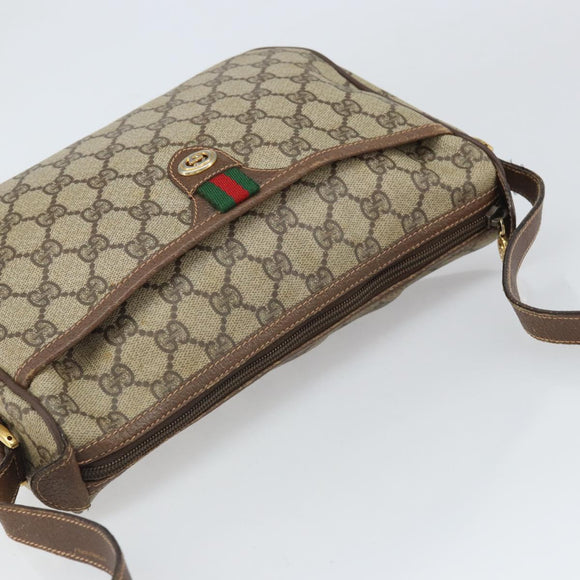 GUCCI GG Supreme Web Sherry Line Bag PVC Beige Gold 89 02 077 Auth ka2041