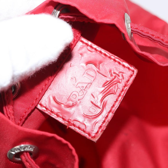 PRADA Drawstring Pouch Nylon Red Auth ka2042