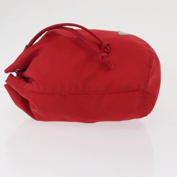 PRADA Drawstring Pouch Nylon Red Auth ka2042