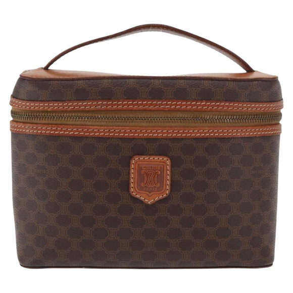 CELINE Macadam Canvas Hand Bag PVC Leather Brown Gold Auth ka2043