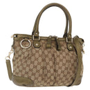 GUCCI GG Canvas Hand Bag 2way Beige Gold 247902 Auth ka205-1