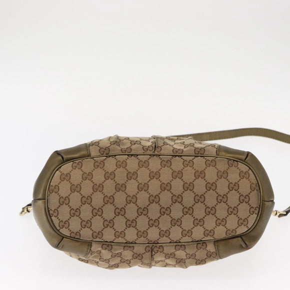 GUCCI GG Canvas Hand Bag 2way Beige Gold 247902 Auth ka205