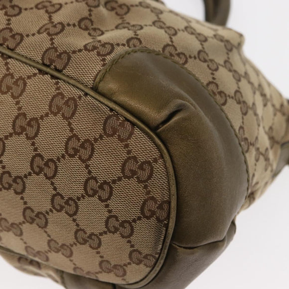 GUCCI GG Canvas Hand Bag 2way Beige Gold 247902 Auth ka205