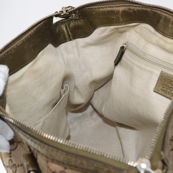 GUCCI GG Canvas Hand Bag 2way Beige Gold 247902 Auth ka205