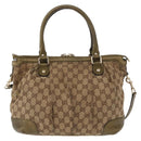GUCCI GG Canvas Hand Bag 2way Beige Gold 247902 Auth ka205-2