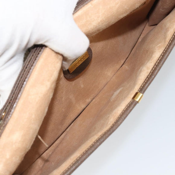 GUCCI GG Supreme Shoulder Bag PVC Beige Gold Auth ka2051