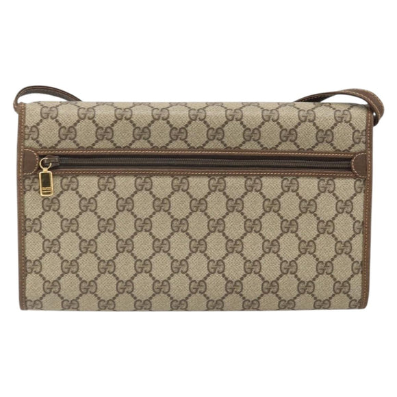 GUCCI GG Supreme Shoulder Bag PVC Beige Gold Auth ka2051