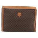 CELINE Macadam Canvas Clutch Bag PVC Leather Brown Gold Auth ka2052-13