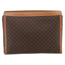 CELINE Macadam Canvas Clutch Bag PVC Leather Brown Gold Auth ka2052-2