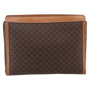 CELINE Macadam Canvas Clutch Bag PVC Leather Brown Gold Auth ka2052 - 0