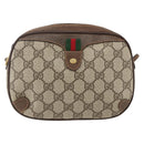 GUCCI GG Supreme Web Sherry Line Bag PVC Beige Gold 89 02 066 Auth ka2054-2