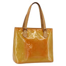 LOUIS VUITTON Monogram Vernis Houston Hand Bag Jaune M91121 LV Auth ka2056-1