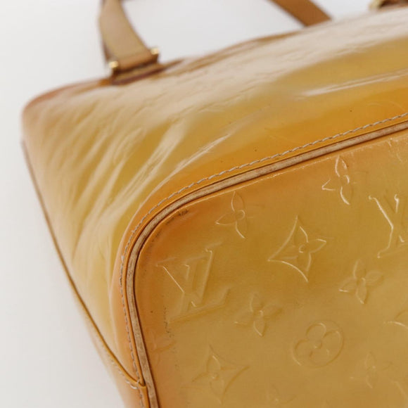 LOUIS VUITTON Monogram Vernis Houston Hand Bag Jaune M91121 LV Auth ka2056