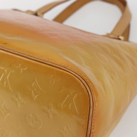 LOUIS VUITTON Monogram Vernis Houston Hand Bag Jaune M91121 LV Auth ka2056