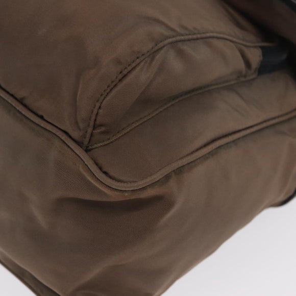 PRADA Shoulder Bag Nylon Brown Silver Auth ka2057