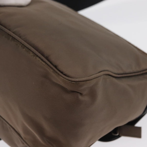 PRADA Shoulder Bag Nylon Brown Silver Auth ka2057