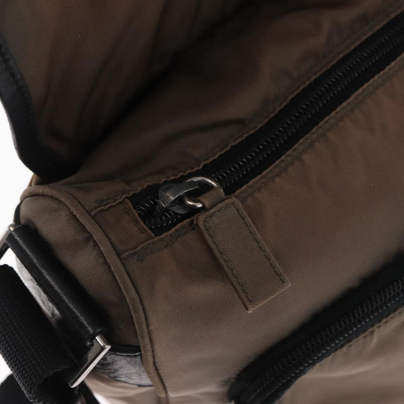 PRADA Shoulder Bag Nylon Brown Silver Auth ka2057