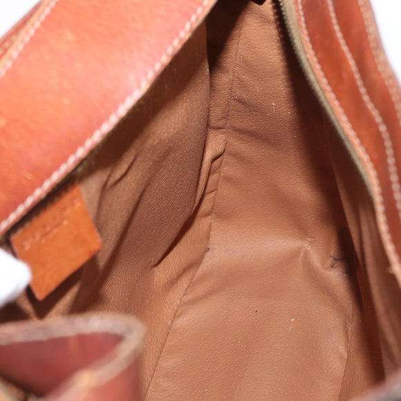 CELINE Macadam Canvas Shoulder Bag PVC Beige Gold Auth ka2067