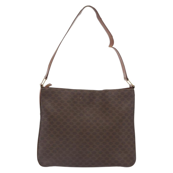 CELINE Macadam Canvas Shoulder Bag PVC Beige Gold Auth ka2067