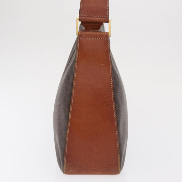 CELINE Macadam Canvas Shoulder Bag PVC Beige Gold Auth ka2067