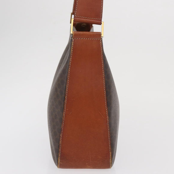 CELINE Macadam Canvas Shoulder Bag PVC Beige Gold Auth ka2067