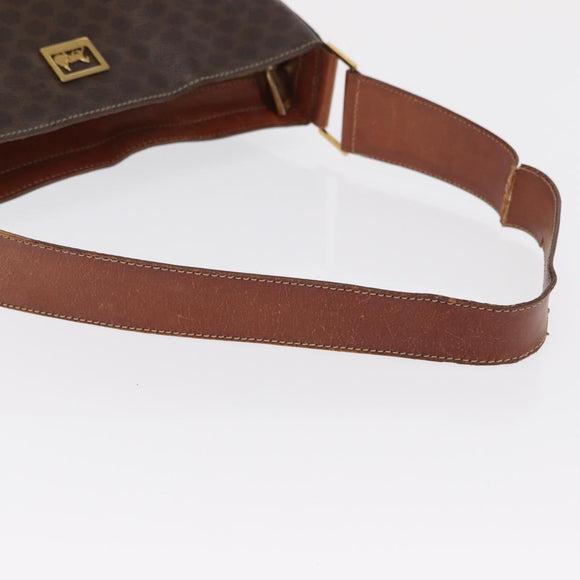 CELINE Macadam Canvas Shoulder Bag PVC Beige Gold Auth ka2067