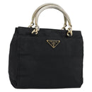 PRADA Chain Hand Bag Nylon Black Silver Auth ka207-1