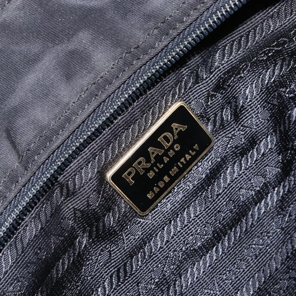 PRADA Chain Hand Bag Nylon Black Silver Auth ka207