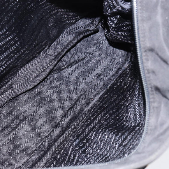 PRADA Chain Hand Bag Nylon Black Silver Auth ka207