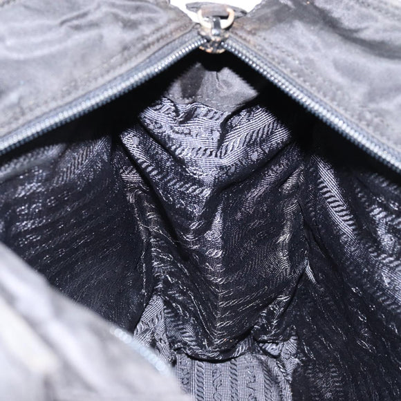 PRADA Chain Hand Bag Nylon Black Silver Auth ka207