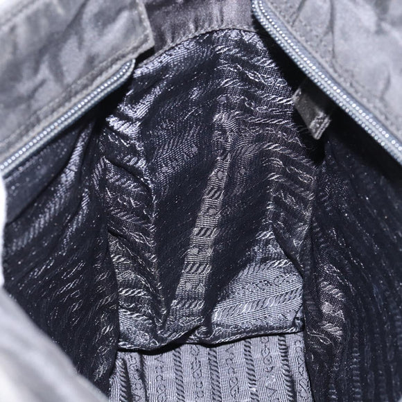 PRADA Chain Hand Bag Nylon Black Silver Auth ka207