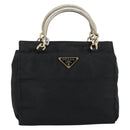 PRADA Chain Hand Bag Nylon Black Silver Auth ka207-2