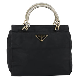PRADA Chain Hand Bag Nylon Black Silver Auth ka207 - 0