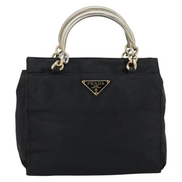 PRADA Chain Hand Bag Nylon Black Silver Auth ka207 - 0