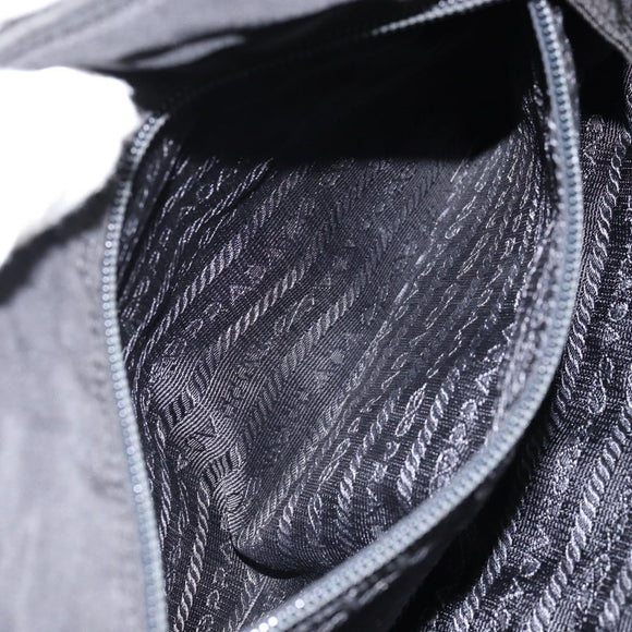 PRADA Chain Hand Bag Nylon Black Silver Auth ka207