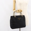 PRADA Chain Hand Bag Nylon Black Silver Auth ka207-22