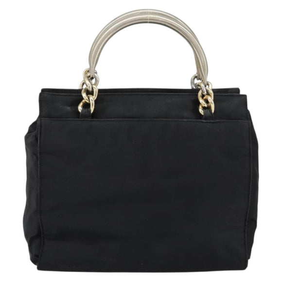 PRADA Chain Hand Bag Nylon Black Silver Auth ka207